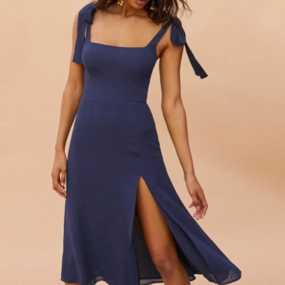 Reformation Navy Midi Dress